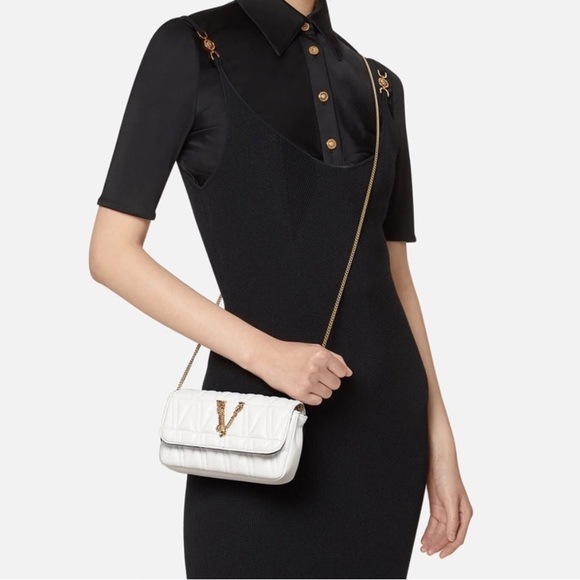 NWT!!! VERSACE Virtus Quilted Medallion Shoulder Bag White BRAND NEW!!! - Picture 5 of 17